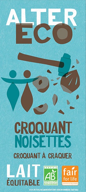 Manette en Chocolat Lait Croquante aux grains de Noisettes Caramélisées